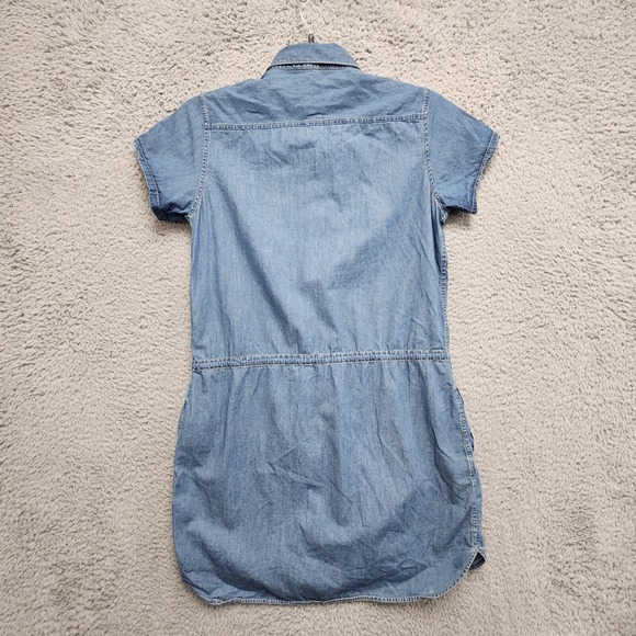 Paige Medium Denim Blue Chambray Dress Womens Medium Button Front Tie Waist Mini - Picture 6 of 13